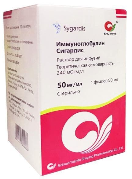 Иммуноглобулин Сигардис МТ р-р д/инф 50мг/мл 50мл фл